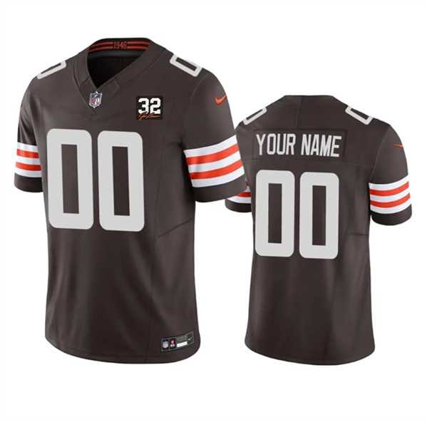 Men%27s Cleveland Browns Active Player Custom Brown 2023 F.U.S.E. With Jim Brown Memorial Patch Vapor Untouchable Limited Football Stitched Jersey->customized nfl jersey->Custom Jersey